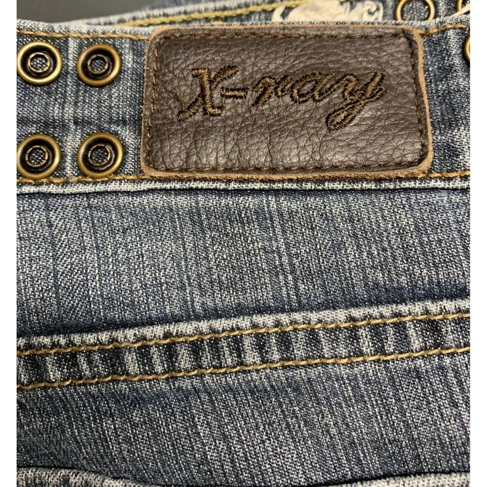 #0684 Xray Mens Jeans Denim 36x32 Blue Distressed Biker Pants